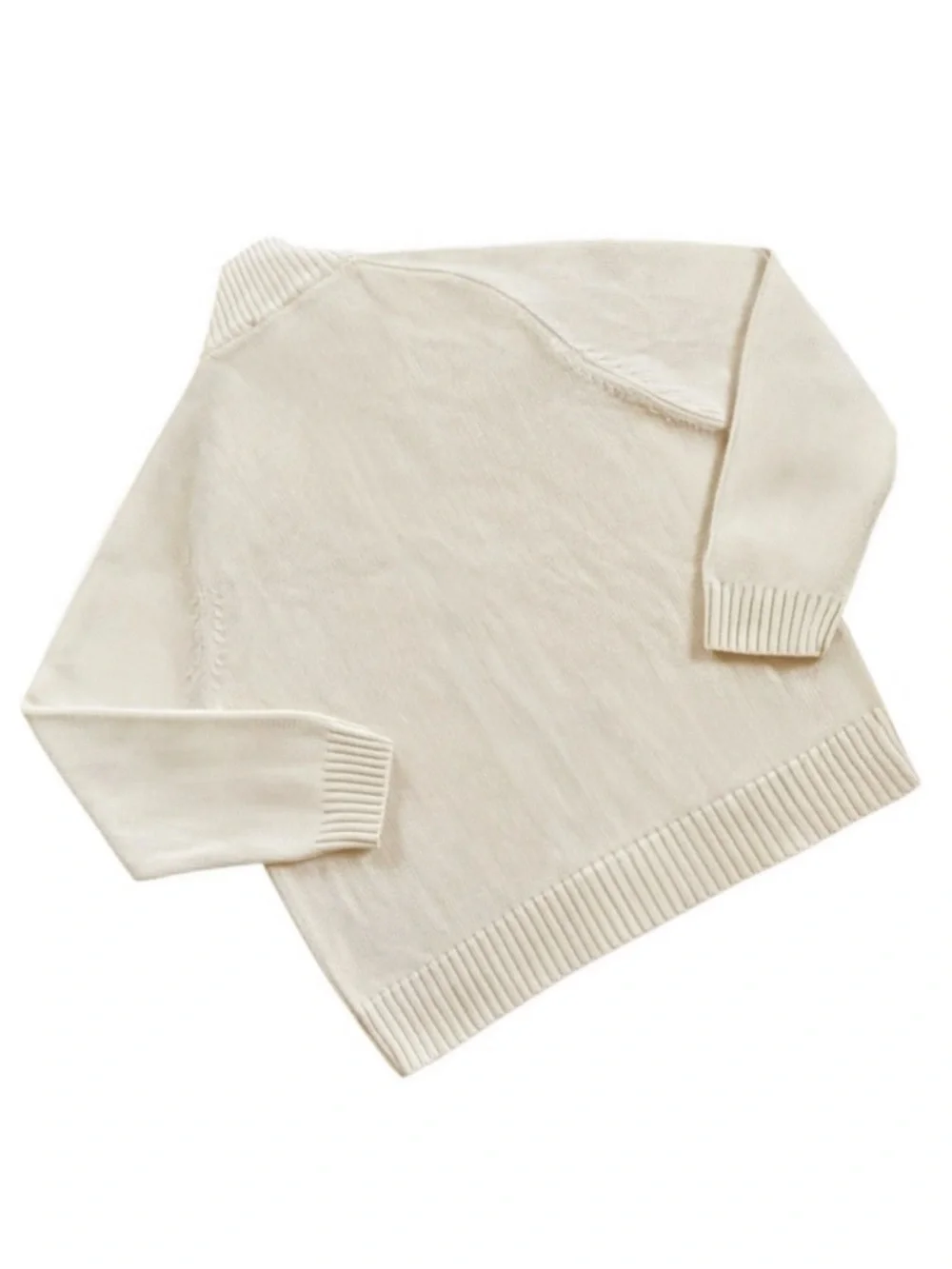 Vintage J. Crew Full Zip Fisherman Style Knit Sweater Mens XL Cream